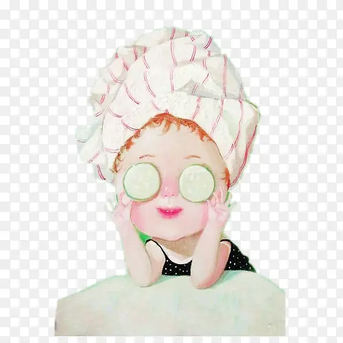 美女补水手绘画图片素材