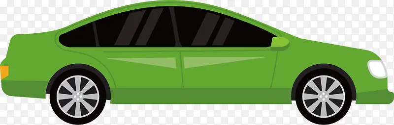 矢量手绘绿色小汽车