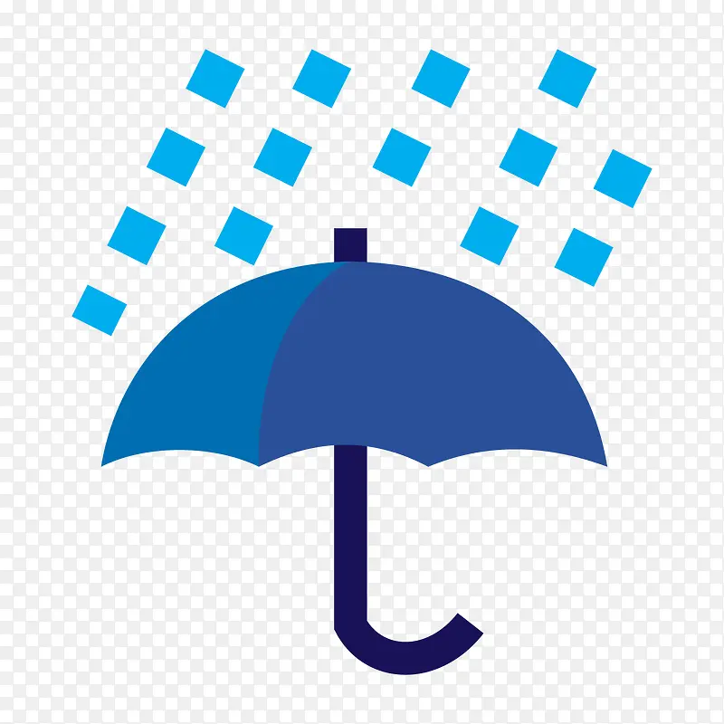 蓝色创意圆弧雨伞元素