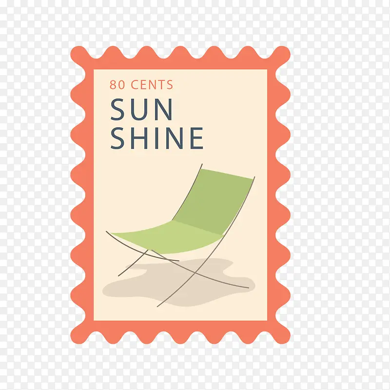 红黄色夏季沙滩椅邮票