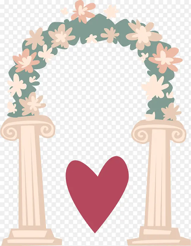 矢量婚礼拱门装饰卡通