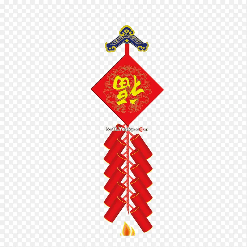 红色福字中国结悬挂新年元素