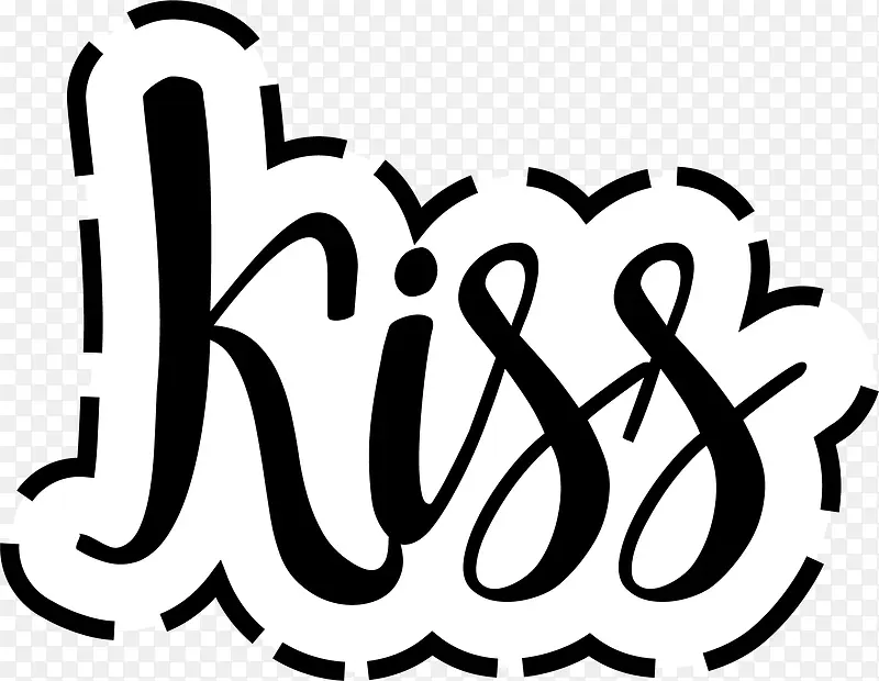 kiss黑色艺术字贴纸