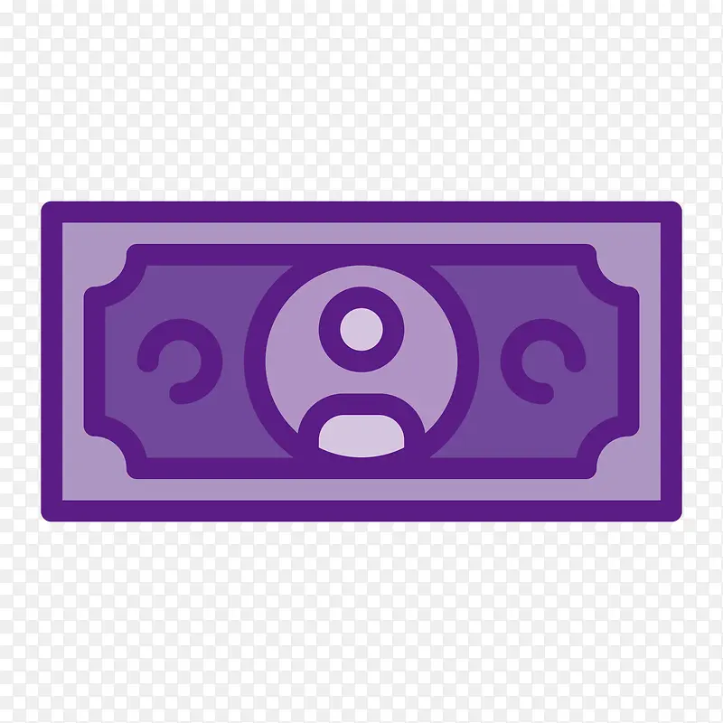 紫色手绘纸币元素