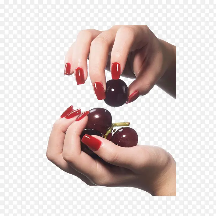 指甲片红色加油配葡萄