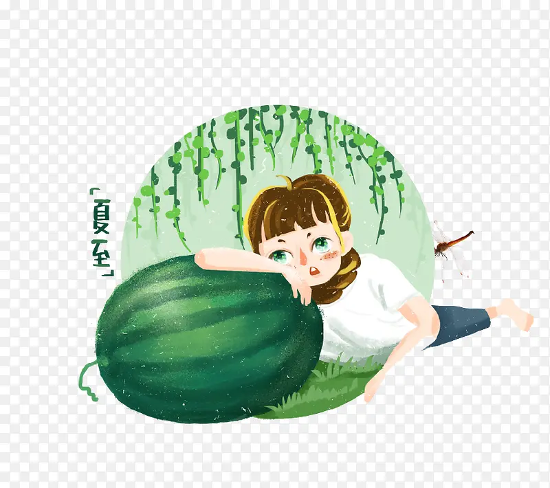 卡通手绘夏至图标