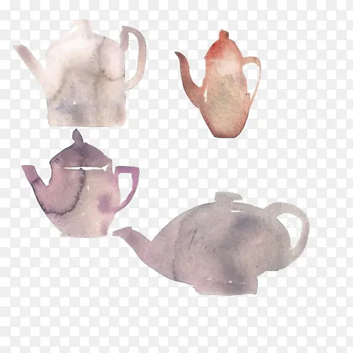 紫砂壶茶壶水墨画