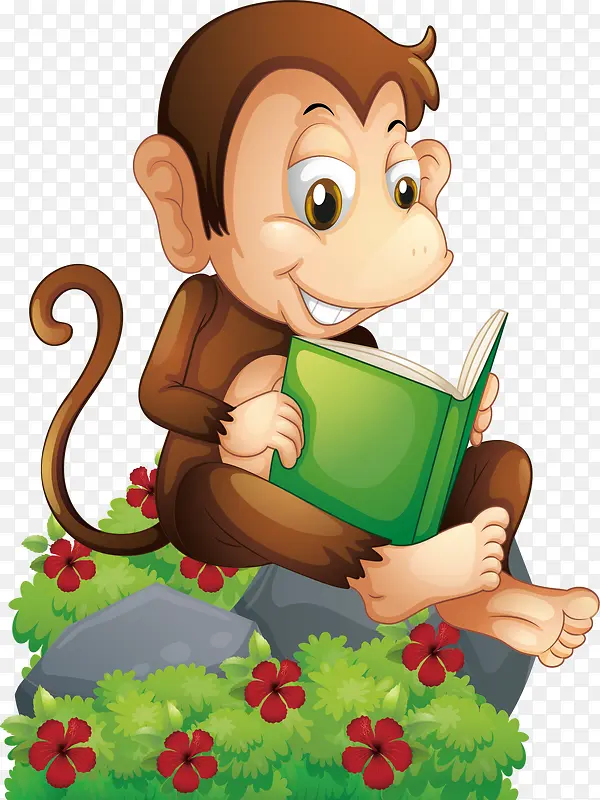 做石头上看书的猴子