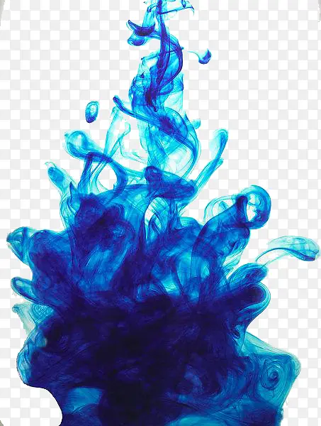 蓝色液体侵入水中
