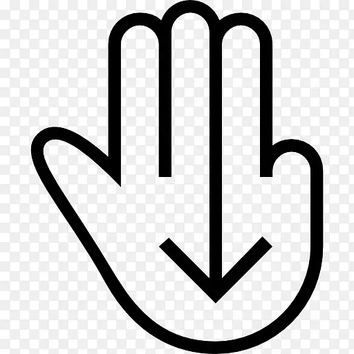 三个手指向下滑动手势的手势符号图标