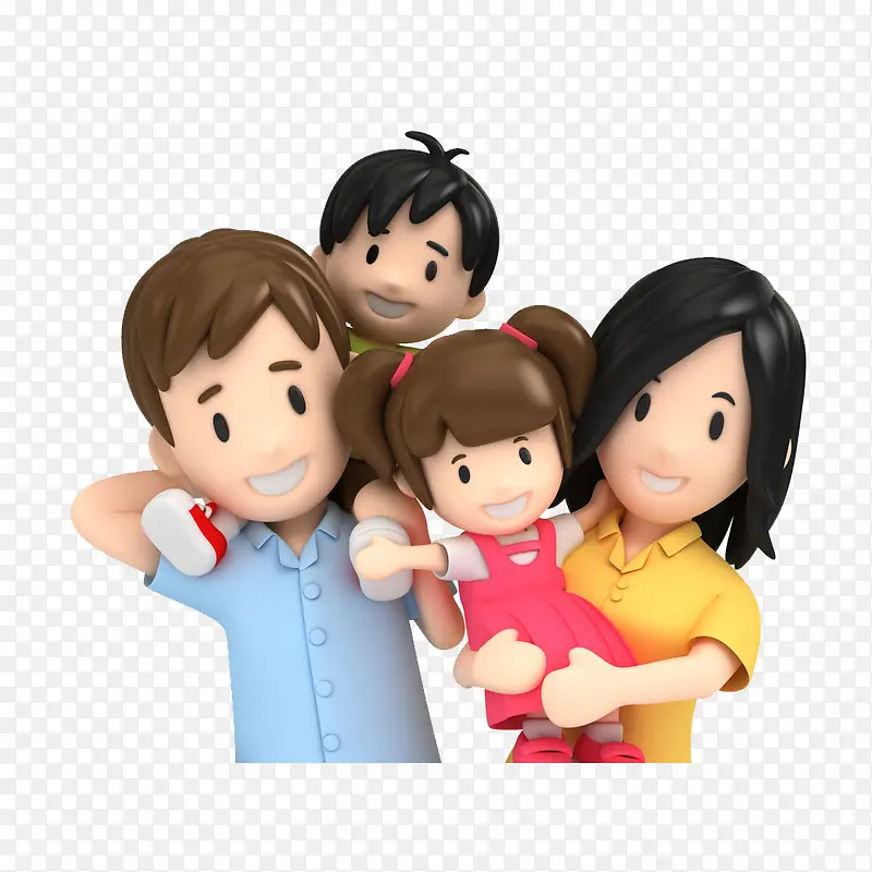 卡通其乐融融的一家PNG