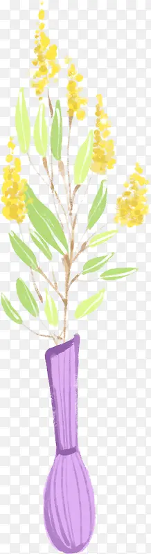 紫色花瓶黄色花