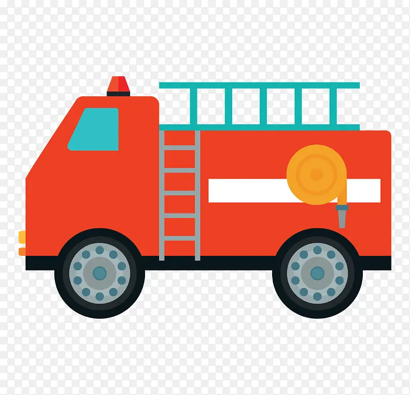卡通版红色的消防车