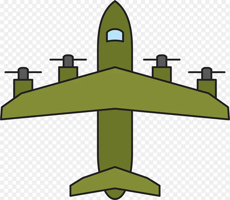 军绿色卡通轰炸机