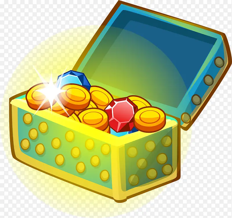 矢量宝藏百宝箱金银珠宝
