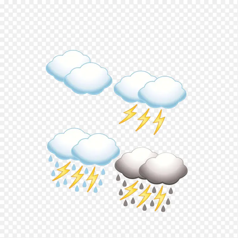 卡通多云雷阵雨天气图标素材