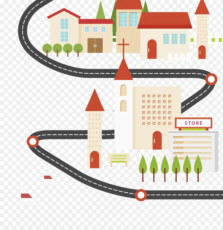 s形公路环绕城镇