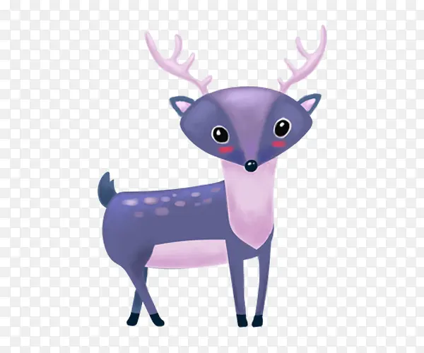 卡通手绘紫色的小鹿