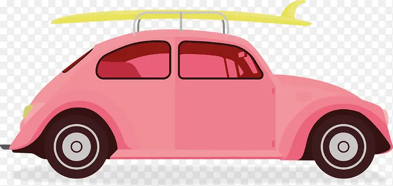 粉红色自驾游汽车