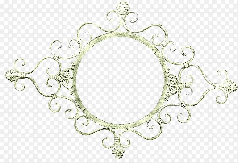 绿色花纹金属镜框