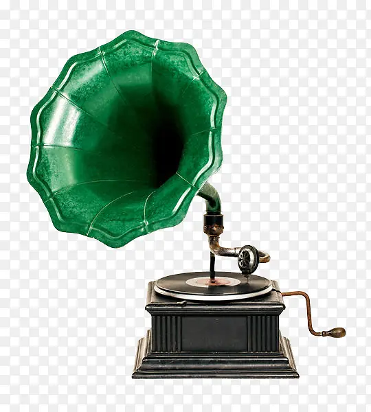 绿色喇叭留声机