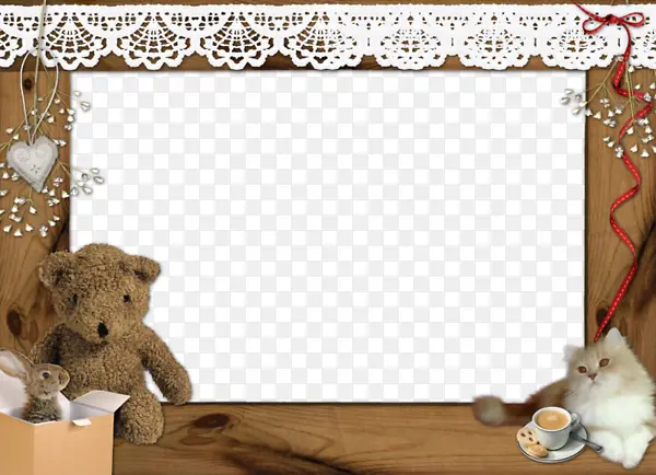 玩具小熊和猫装饰边框