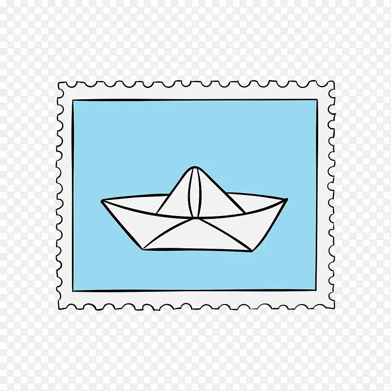 白色折纸小船邮票