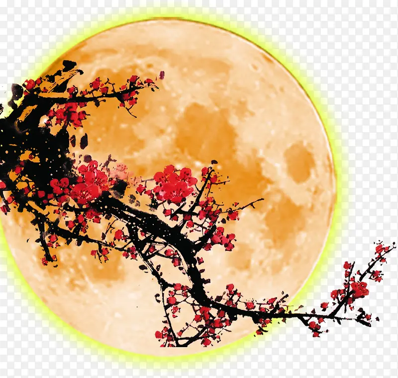 中秋节日月亮和花素材背景