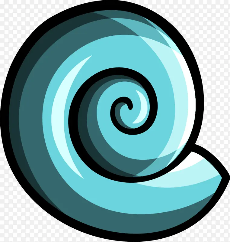 手绘蓝色蜗牛壳