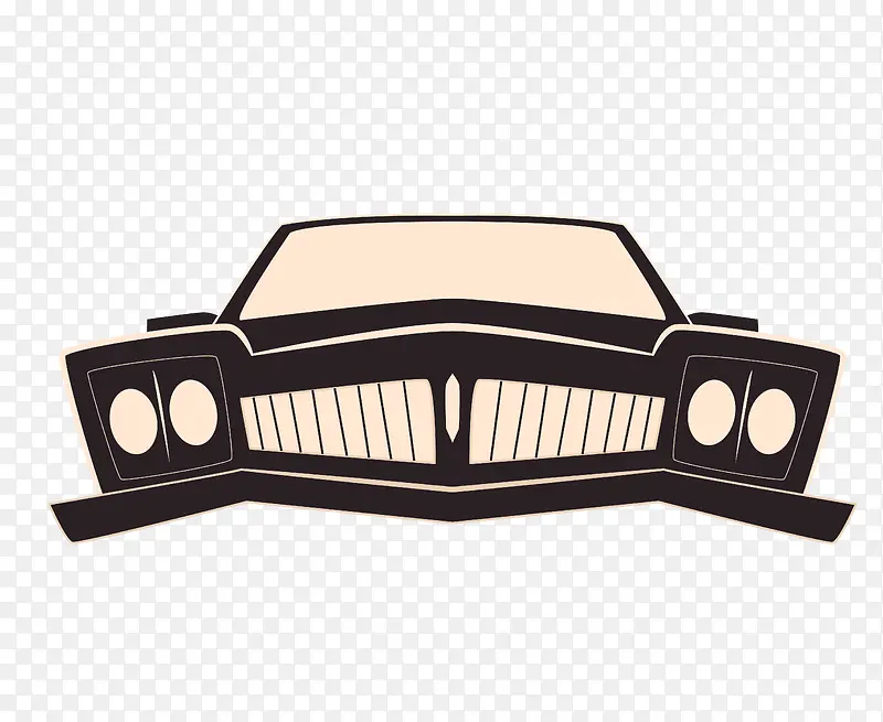 矢量美式复古汽车线框PNG图片