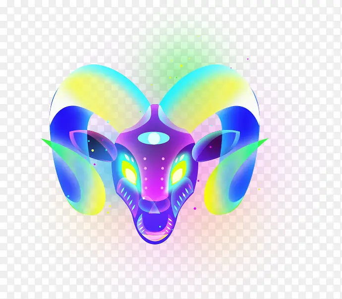星空梦幻牛头动物装饰插画