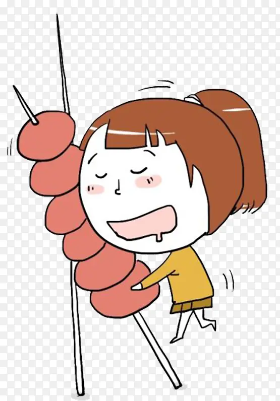 卡通女孩抱着糖葫芦串串