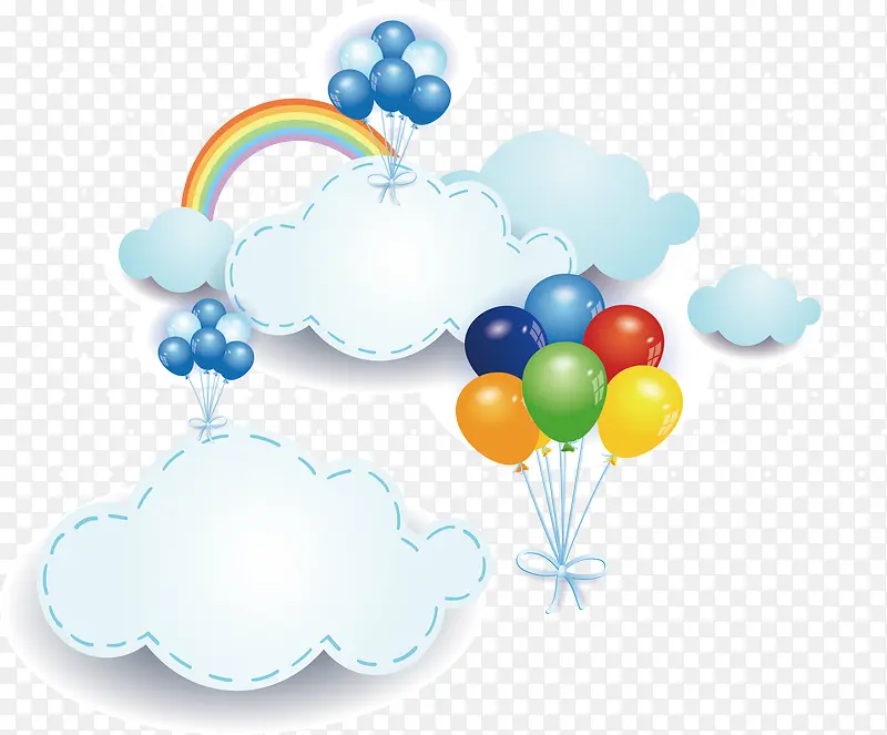 云朵气球海报卡通素材