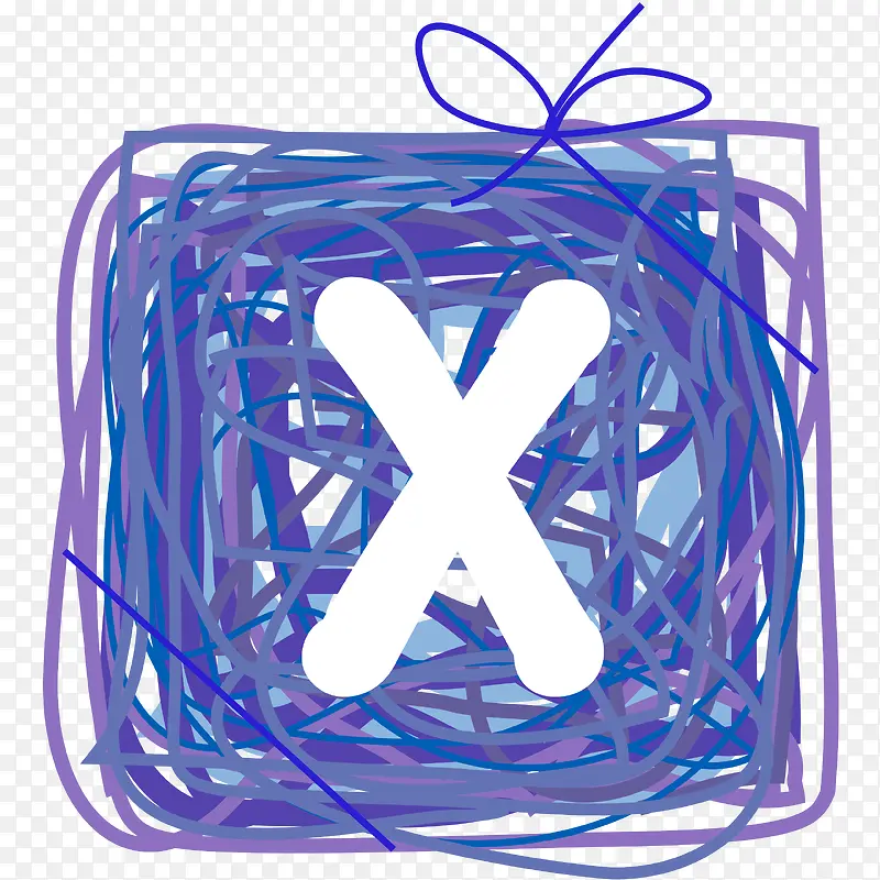 卡通手绘圆圈字母X