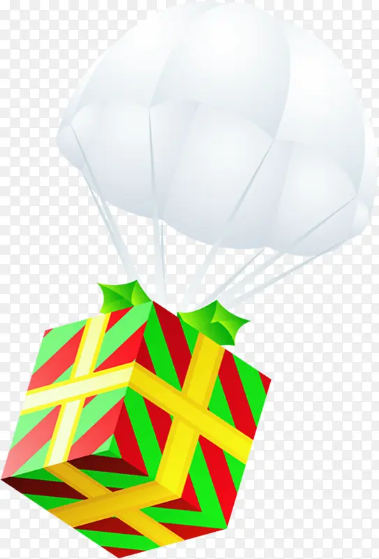 白色降落伞卡通彩色礼物