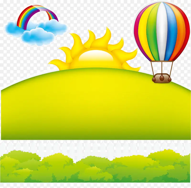 热气球太阳彩虹海报素材
