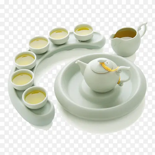 一圈茶杯围着茶具整套茶具