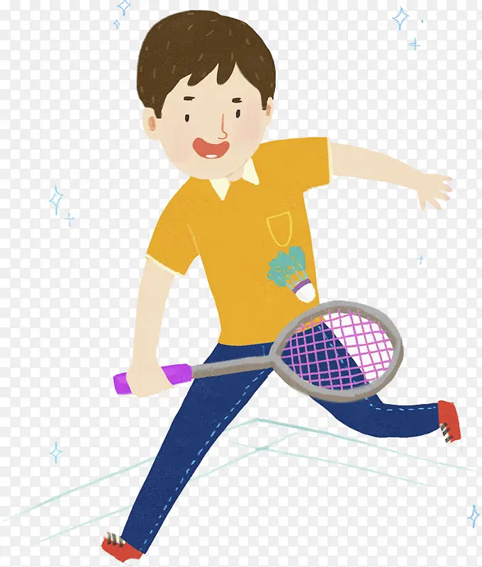 男生在打羽毛球
