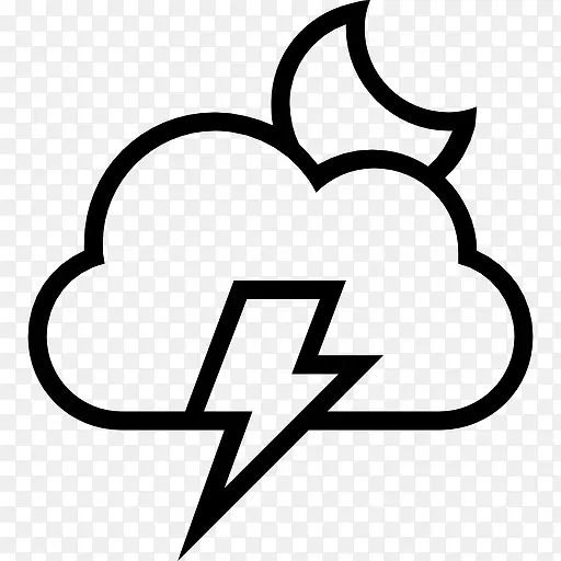 概述电风暴晚上天气符号图标