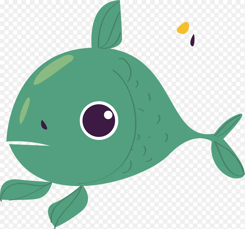 世界海洋日呆萌绿色小鱼