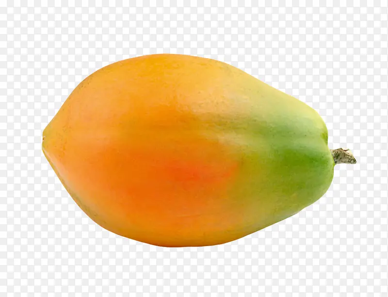 黄青色营养光滑表面的熟木瓜实物