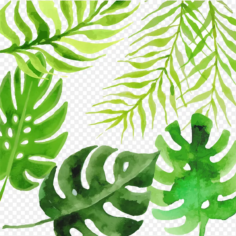 卡通手绘绿色植物背景