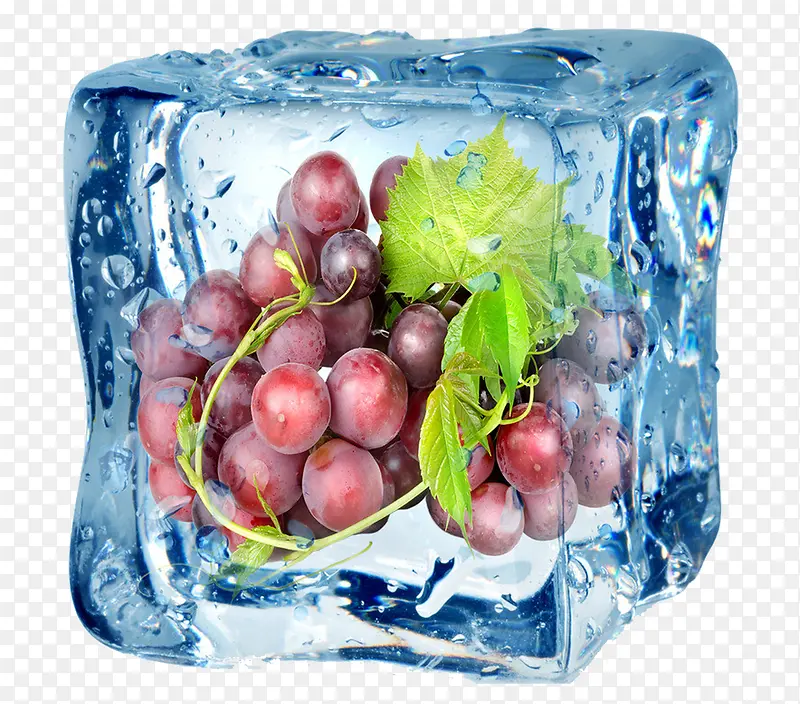 冰块创意红葡萄