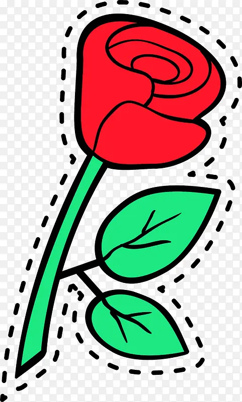 矢量卡通红色玫瑰花