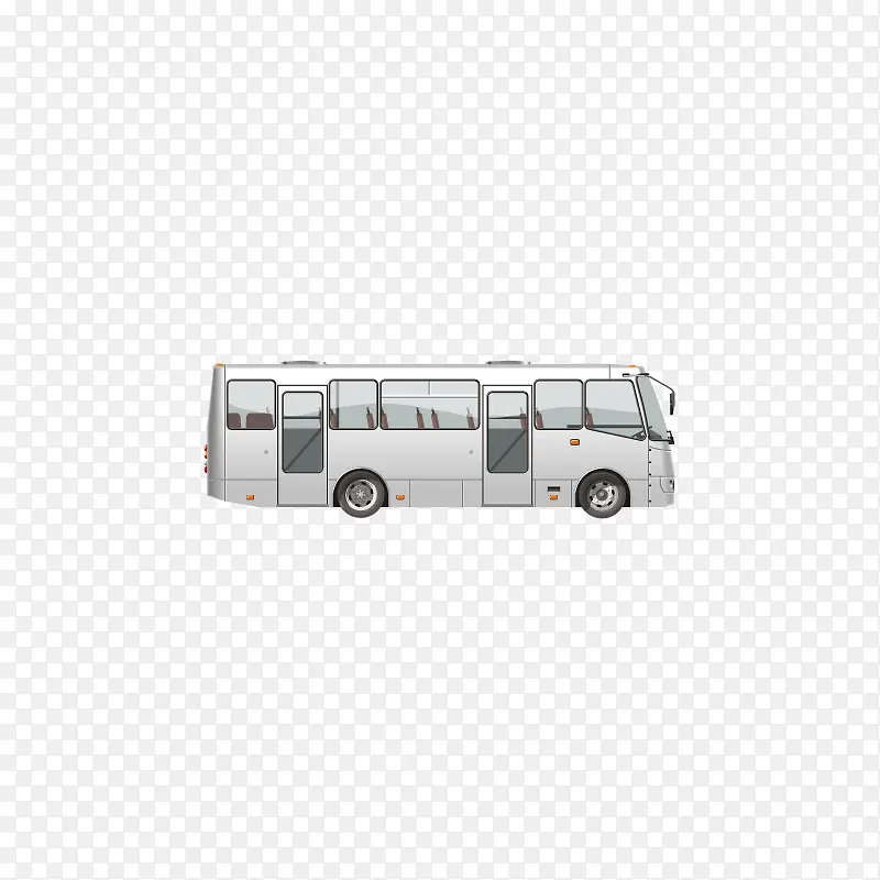 白色卡通公交车元素
