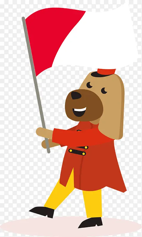 春节狗年举着旗子的小狗