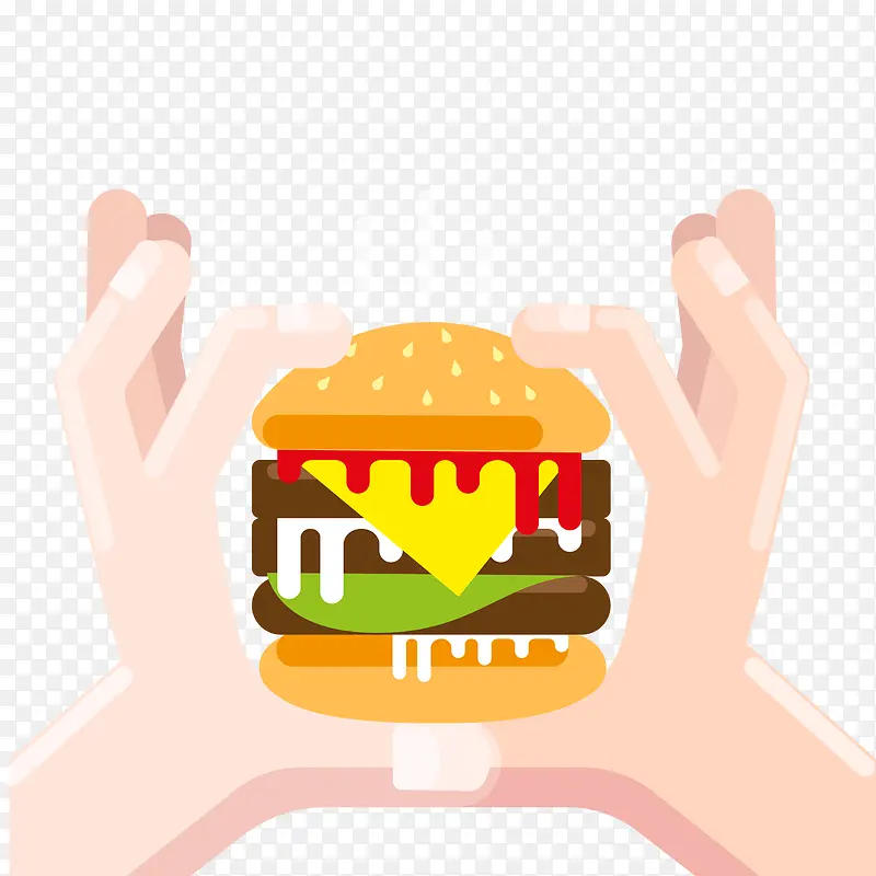 创意拿起汉堡包的手矢量