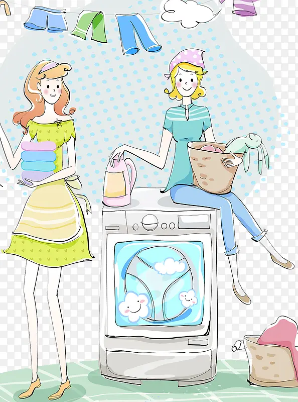 衣物清洁家务插画