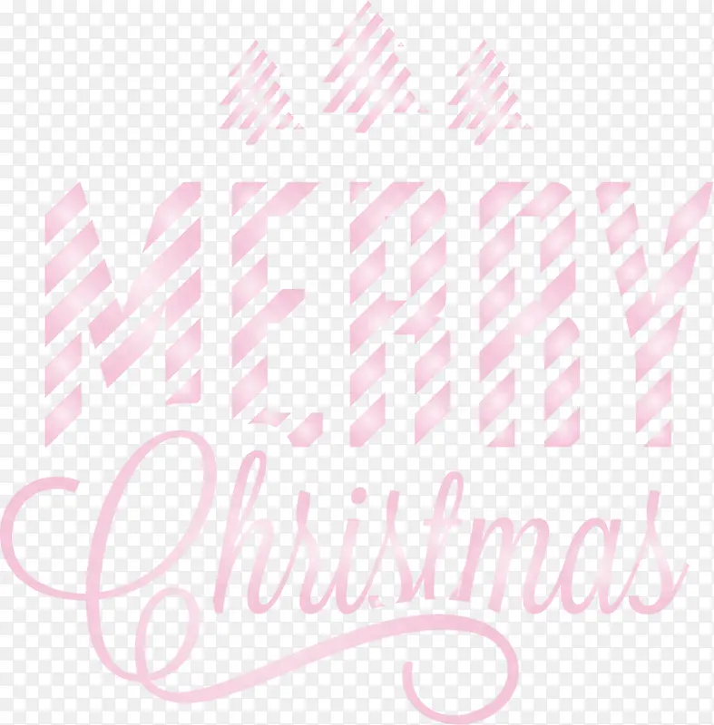淡粉色条纹圣诞快乐