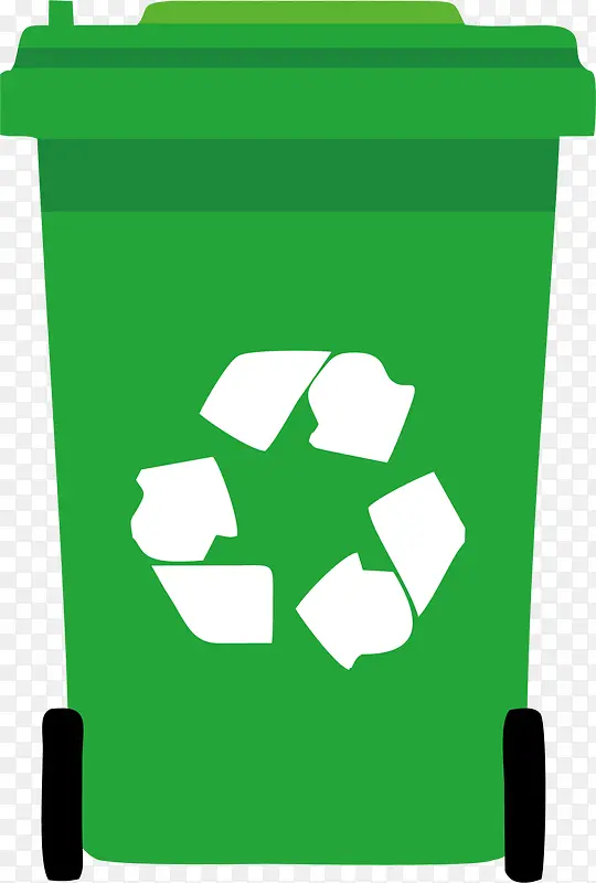绿色扁平生态垃圾桶